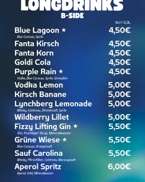 Barkarte LONGDRINKS - B-Side