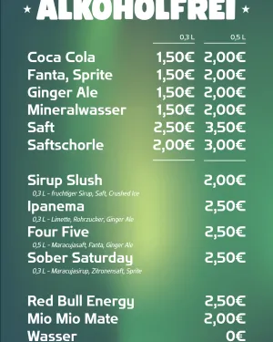 Barkarte ALKOHOLFREI