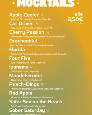Barkarte MOCKTAILS